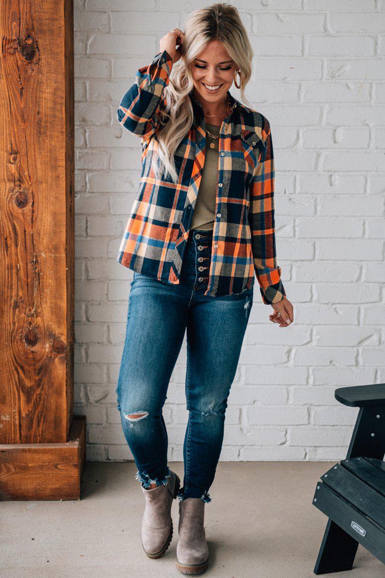 Classic Fit Fur Lined Plaid Top