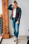 Classic Fit Fur Lined Plaid Top