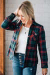 Classic Fit Fur Lined Plaid Top