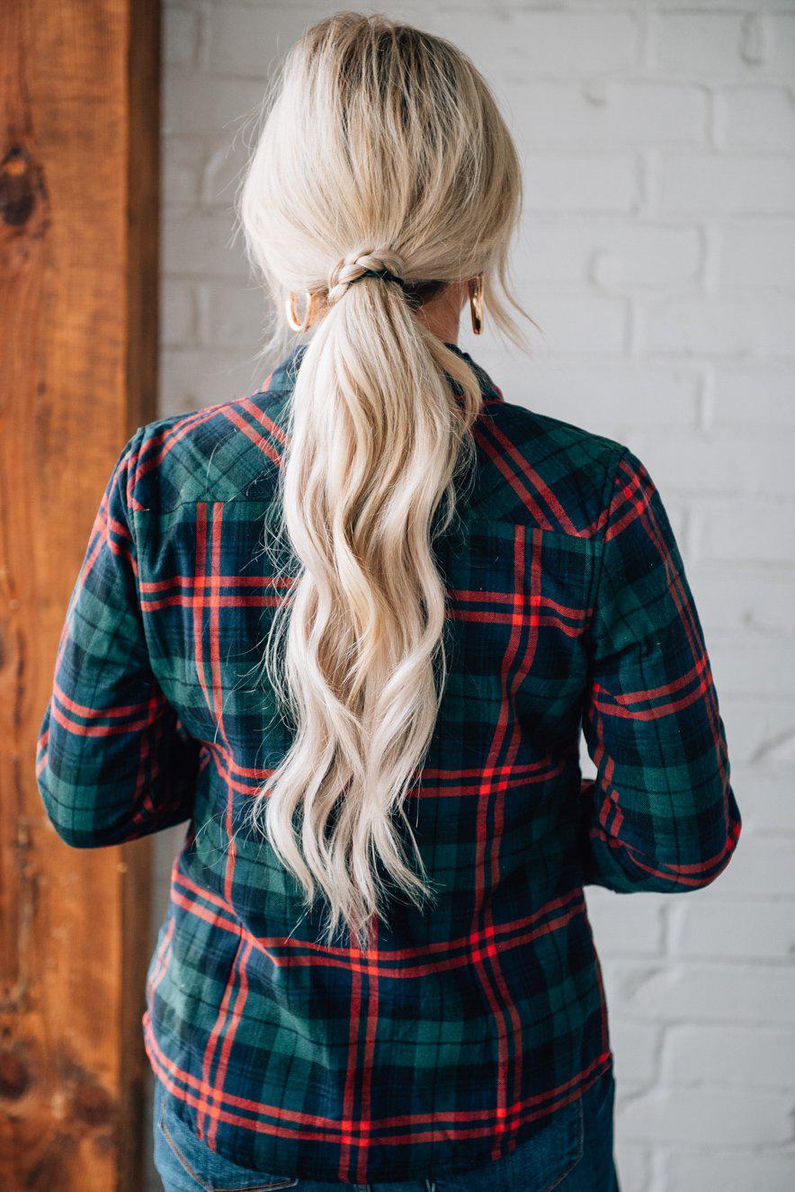 Classic Fit Fur Lined Plaid Top