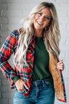 Classic Fit Fur Lined Plaid Top