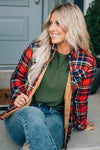 Classic Fit Fur Lined Plaid Top