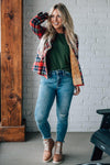 Classic Fit Fur Lined Plaid Top