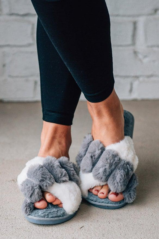 Colorblock Faux Fur Slippers