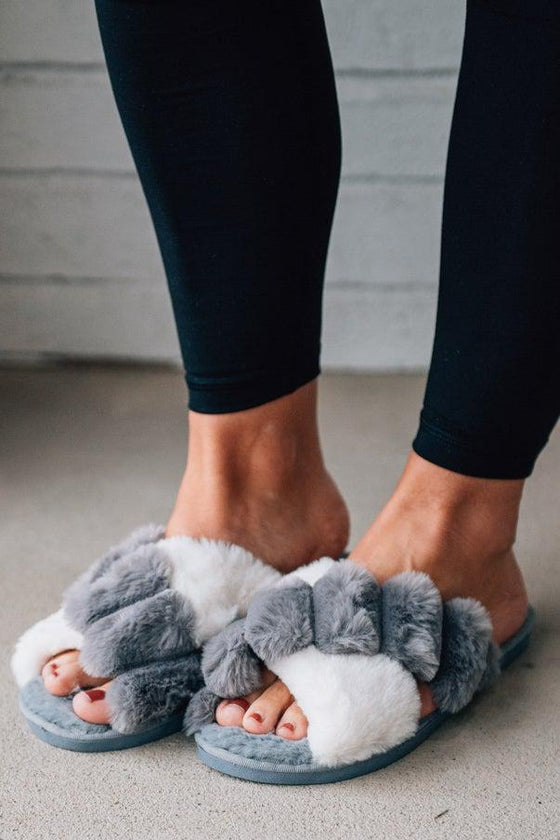 Colorblock Faux Fur Slippers