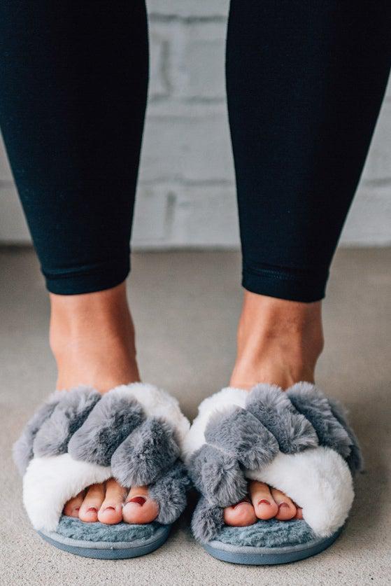 Colorblock Faux Fur Slippers