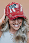 Contrast Stitch USA Flag Hat