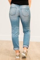 mom jeans with distressing