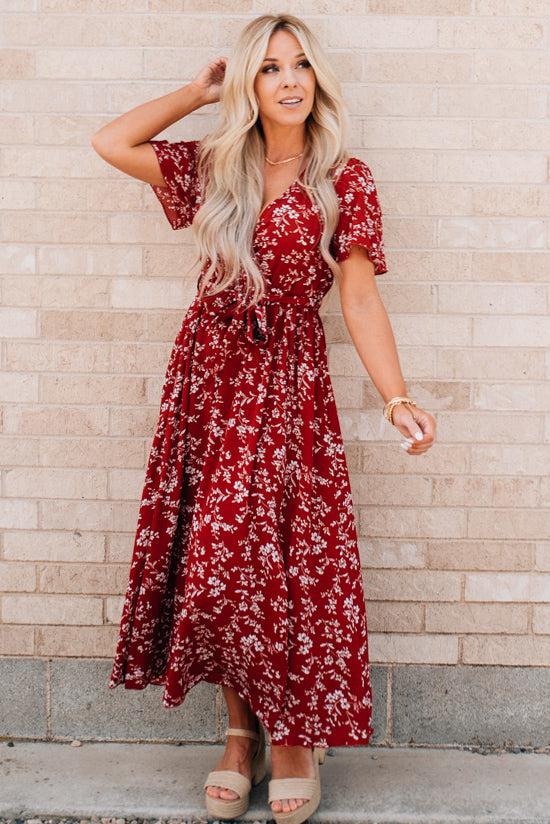 Double Side Slit Printed Midi