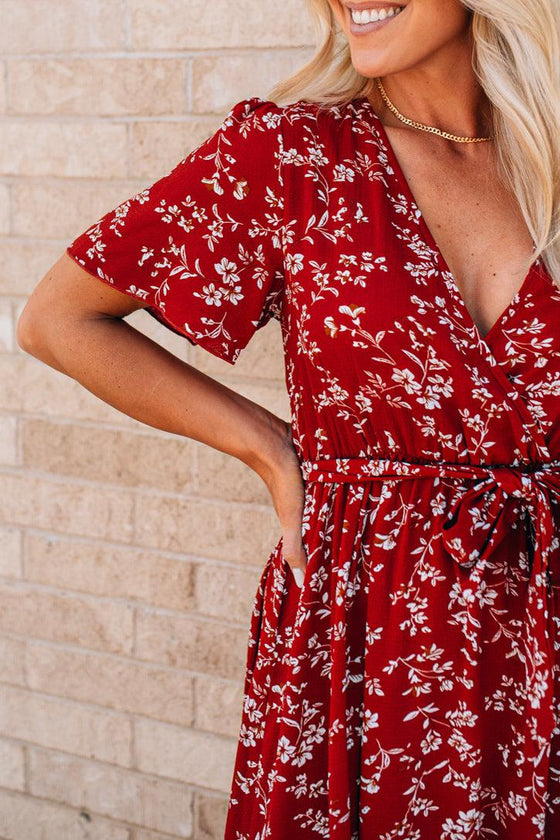 Double Side Slit Printed Midi