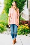 Flowy Open Shoulder Tunic | Blush