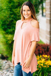 Flowy Open Shoulder Tunic | Blush