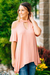 Flowy Open Shoulder Tunic | Blush