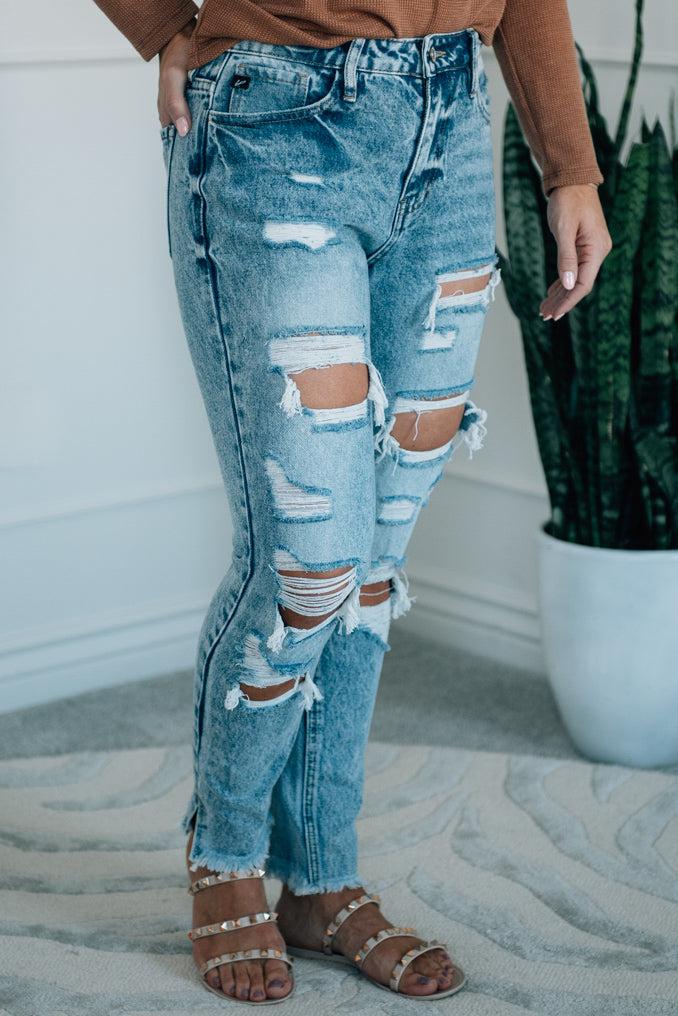 Hollyn Distressed Split Hem Jeans