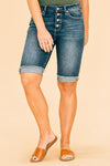 knee length shorts with button fly