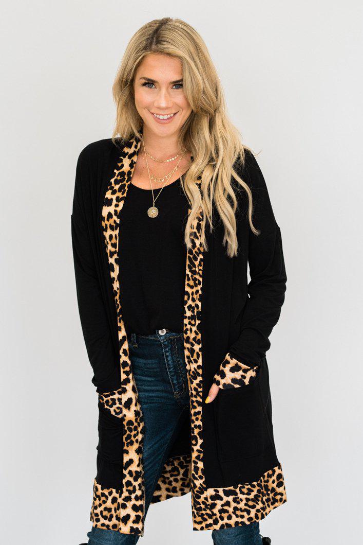 Leopard Trim Cardigan