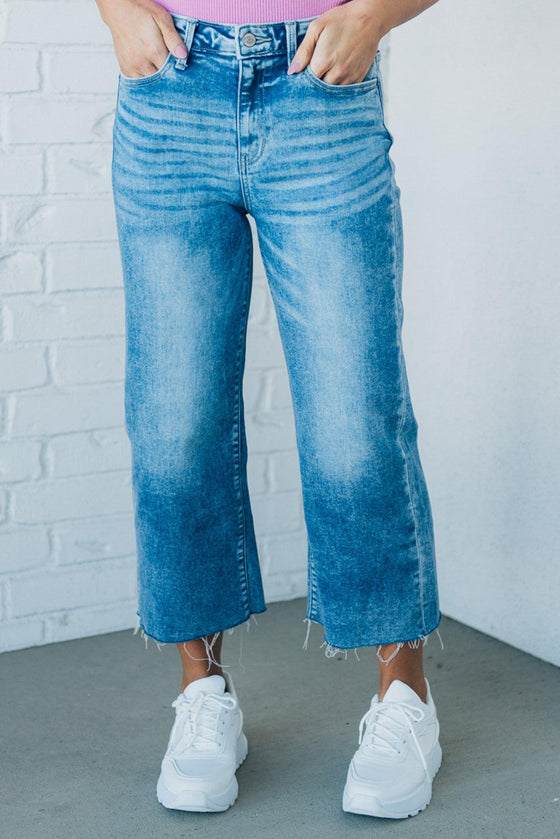 Maya Scissor Cut Wide Leg Crop Jeans