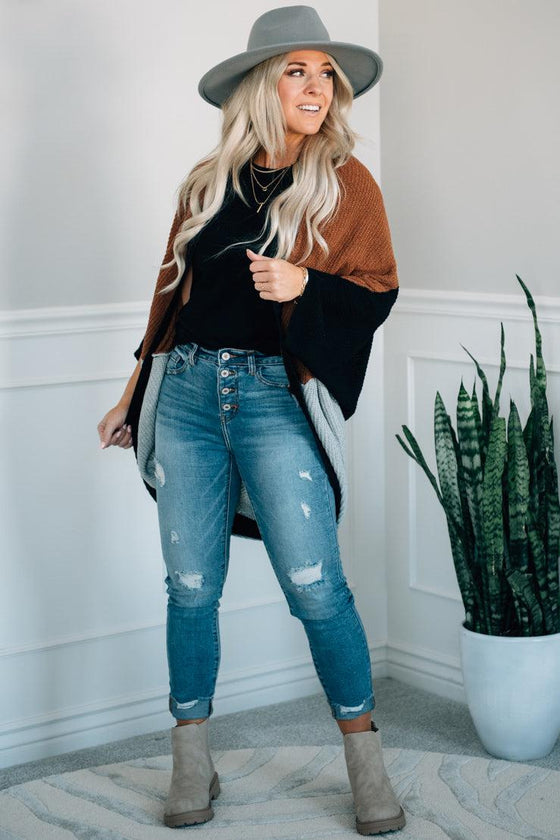 Neutral Colorblock Drapey Cardigan
