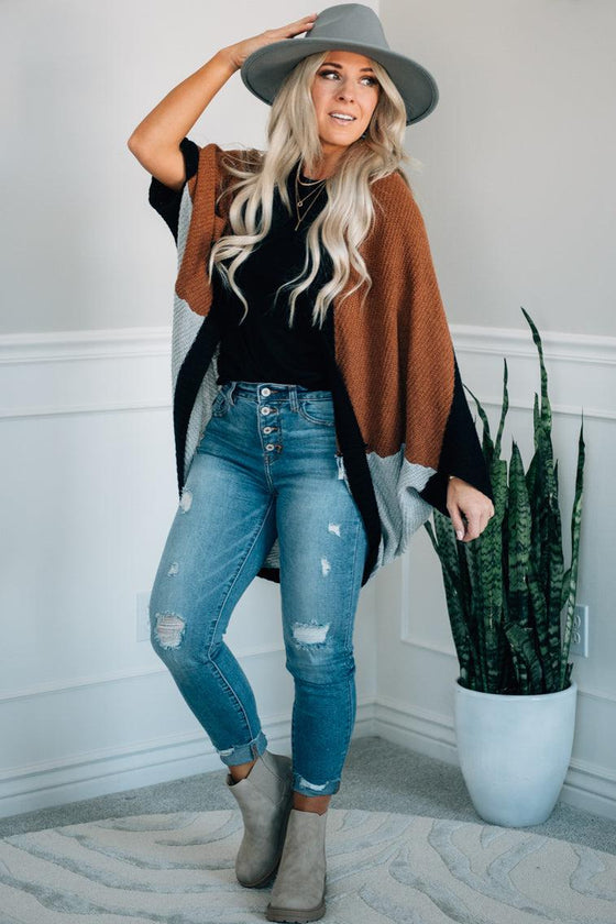 Neutral Colorblock Drapey Cardigan