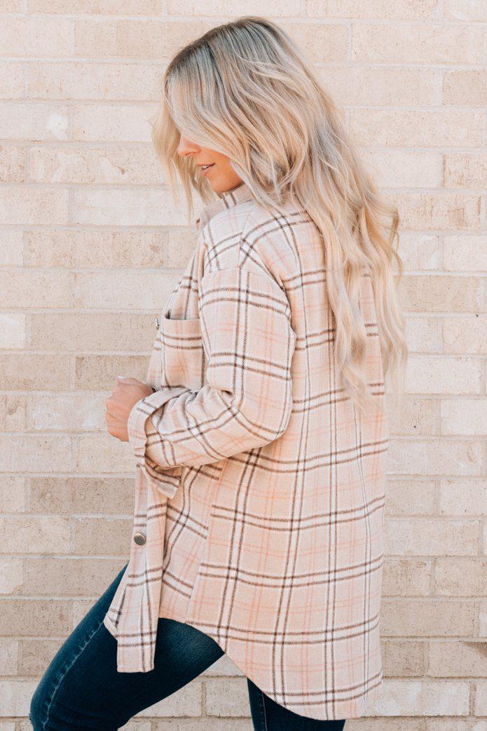 Neutral Plaid Long Shacket