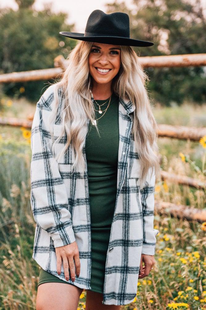 Neutral Plaid Long Shacket