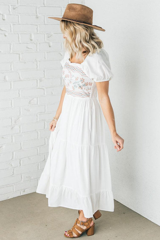 Ophelia Embroidered Midi Dress