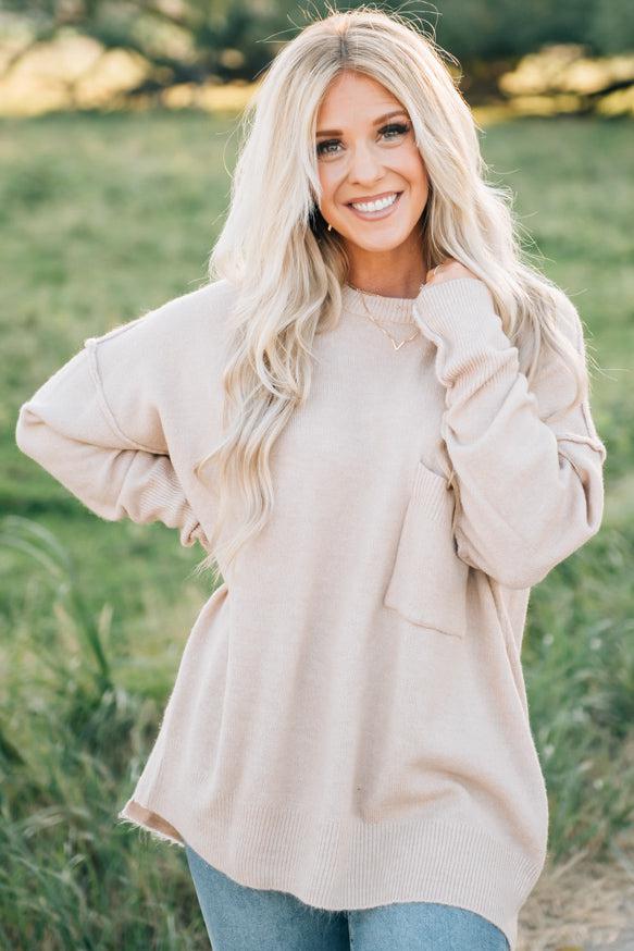 Oversized Pocket Sweater – RubyClaire Boutique
