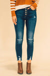 high waist button front jeans