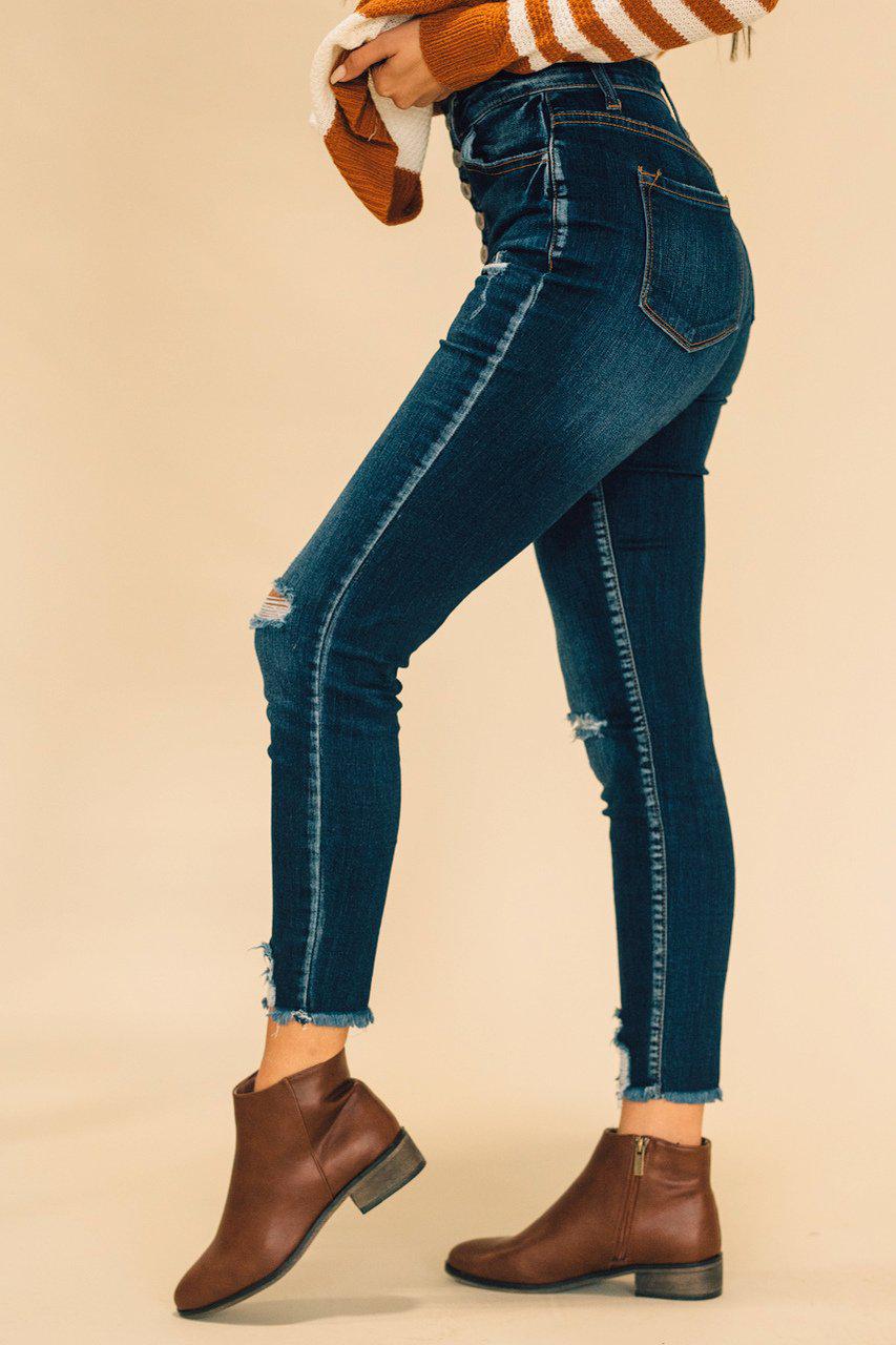 kancan high waist distressed jeans with button fly