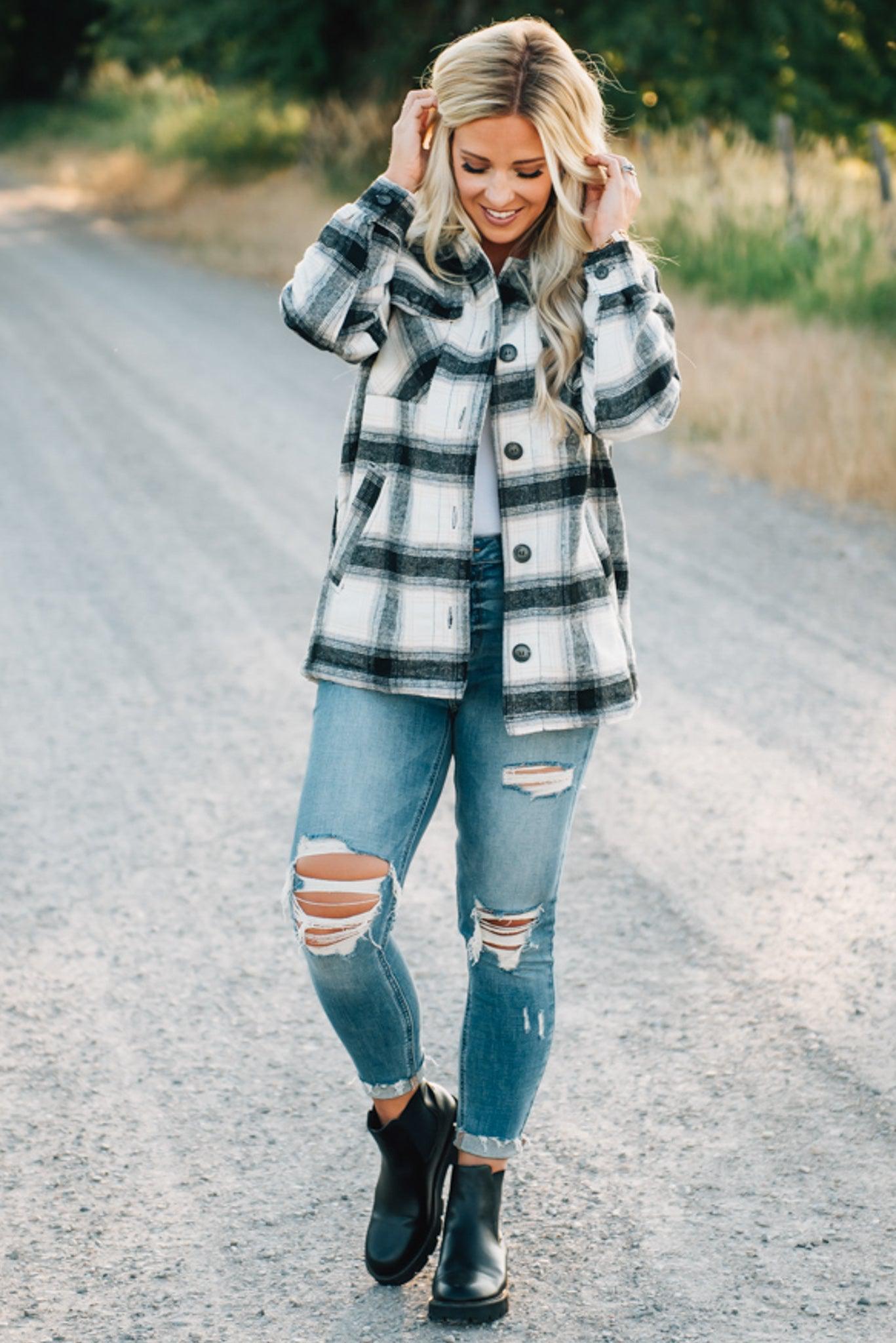 Plaid Button Up Jacket