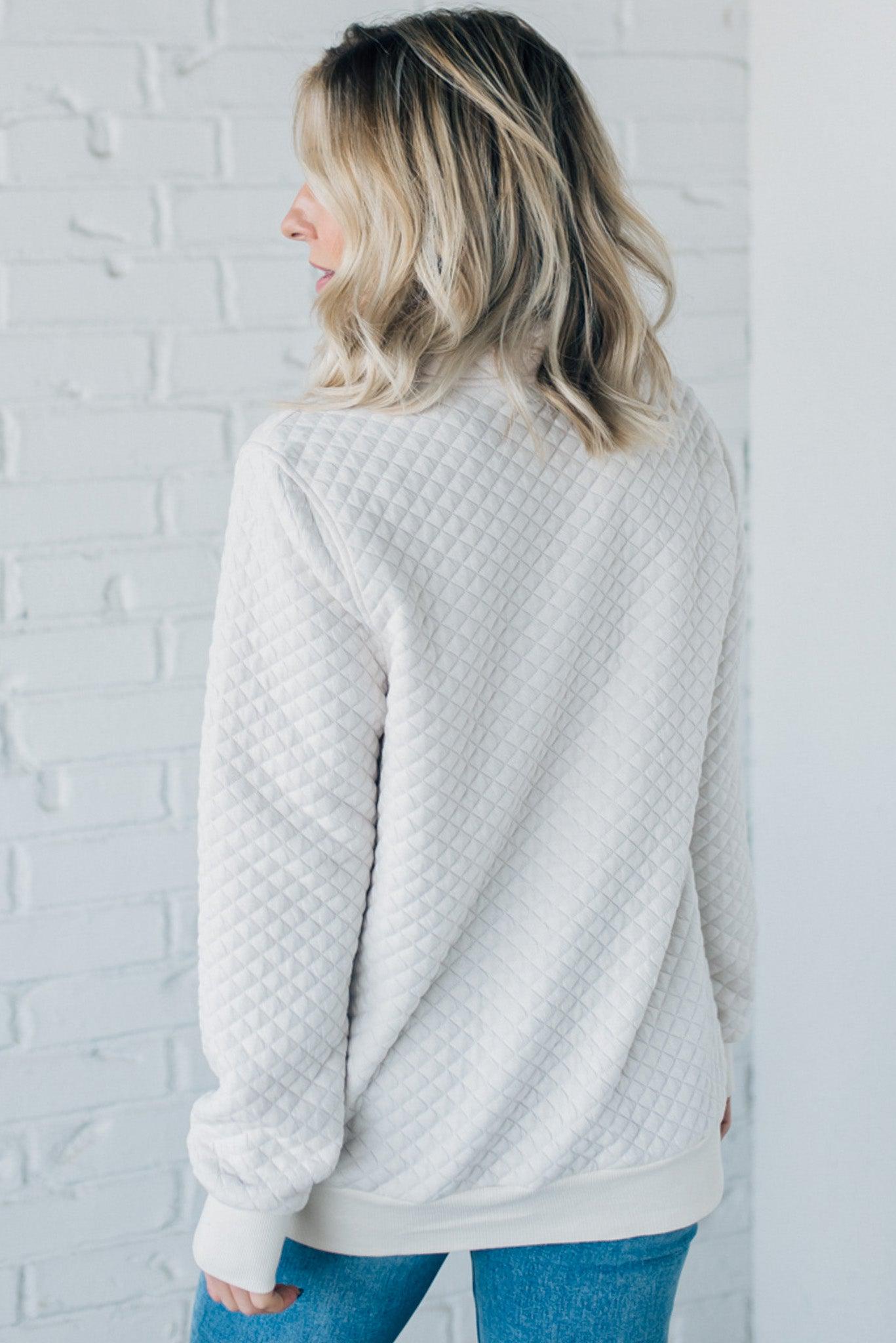 Quilted Henley Pullover