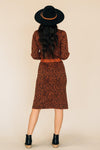 rust brown animal print sweater skirt