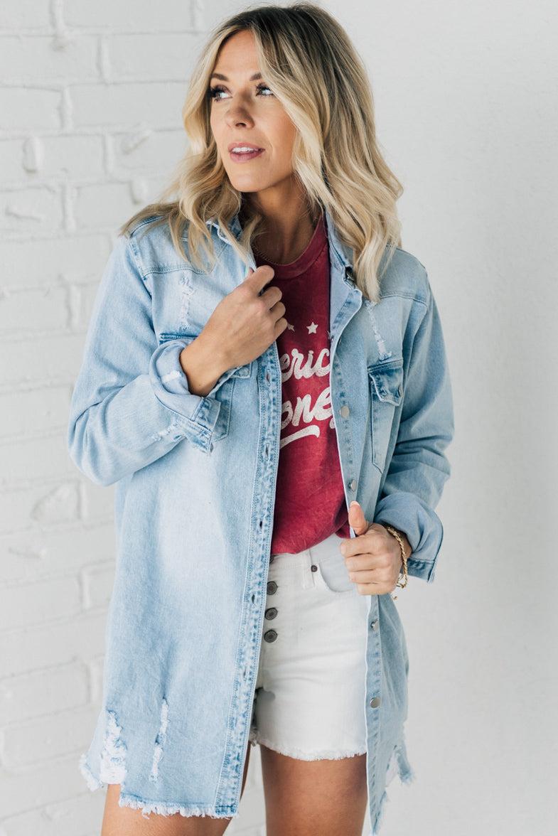 Rennie Light Wash Denim Shacket