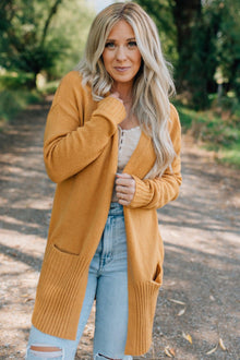  Ribbed Accent Open Front Cardigan