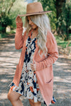 Ribbed Accent Open Front Cardigan