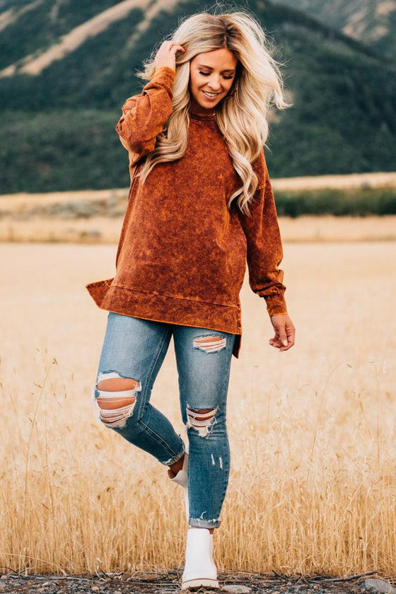 Round Neck Mineral Wash Tunic