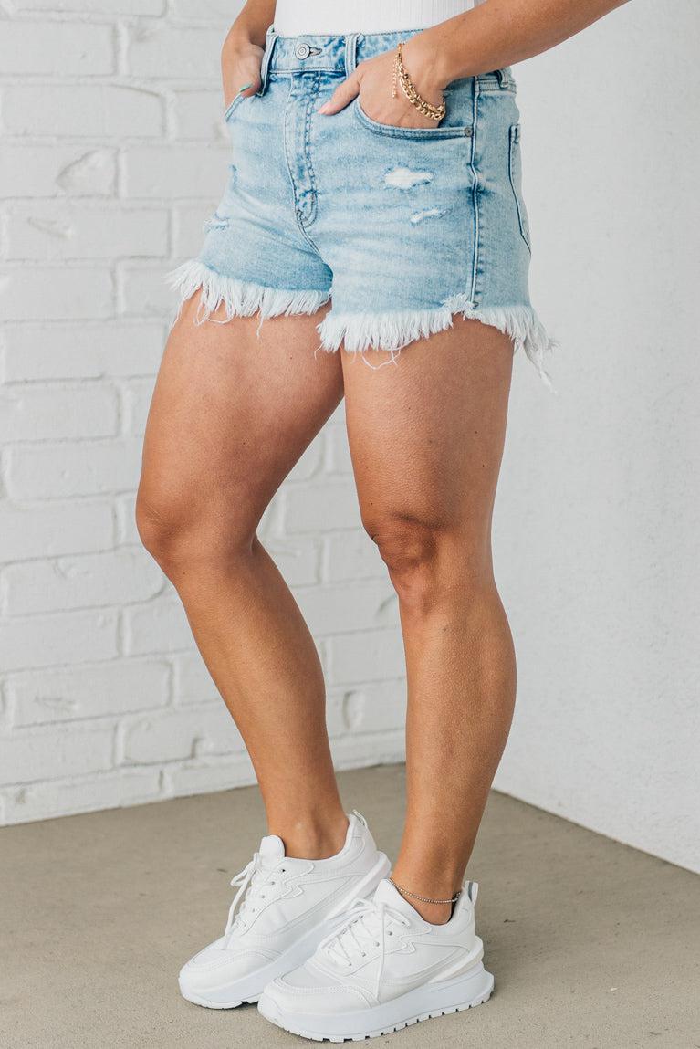 Sage Frayed Cut Off Shorts