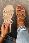 studded sandals in pink