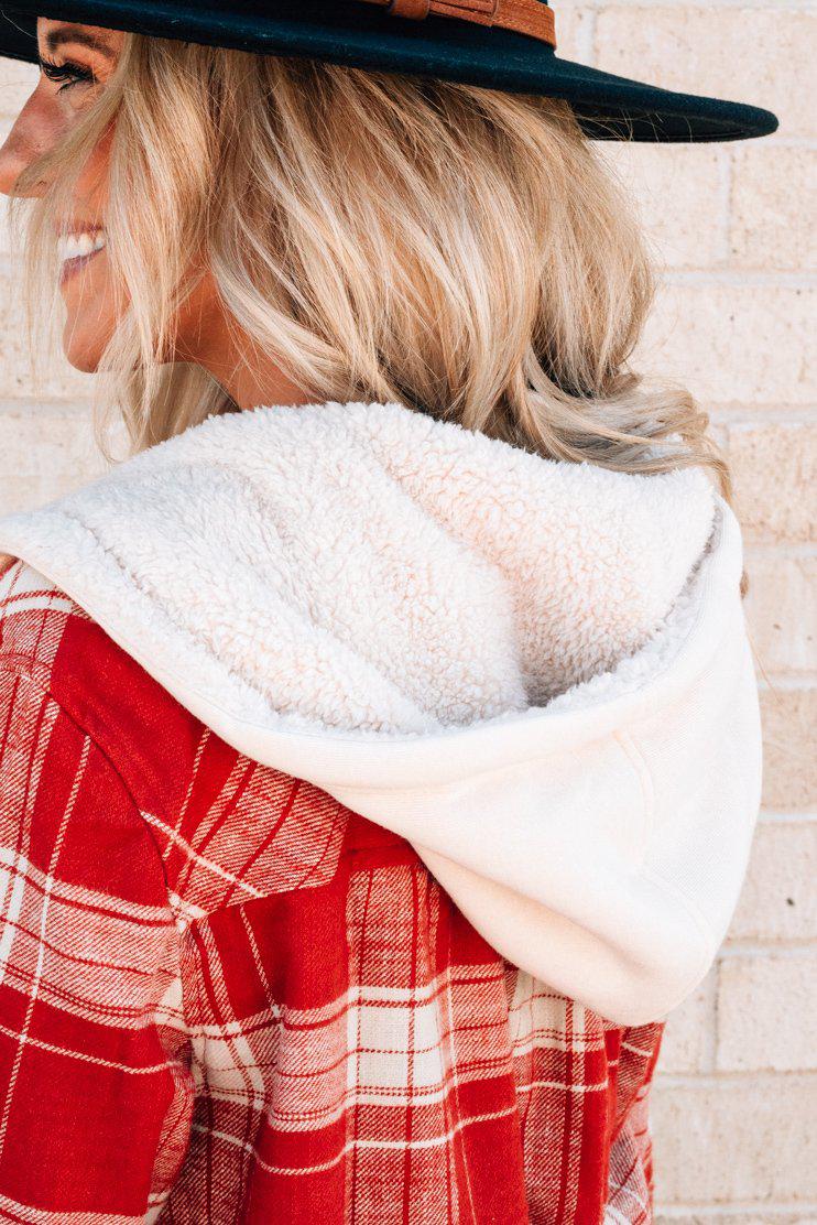 Sherpa Hood Plaid Top