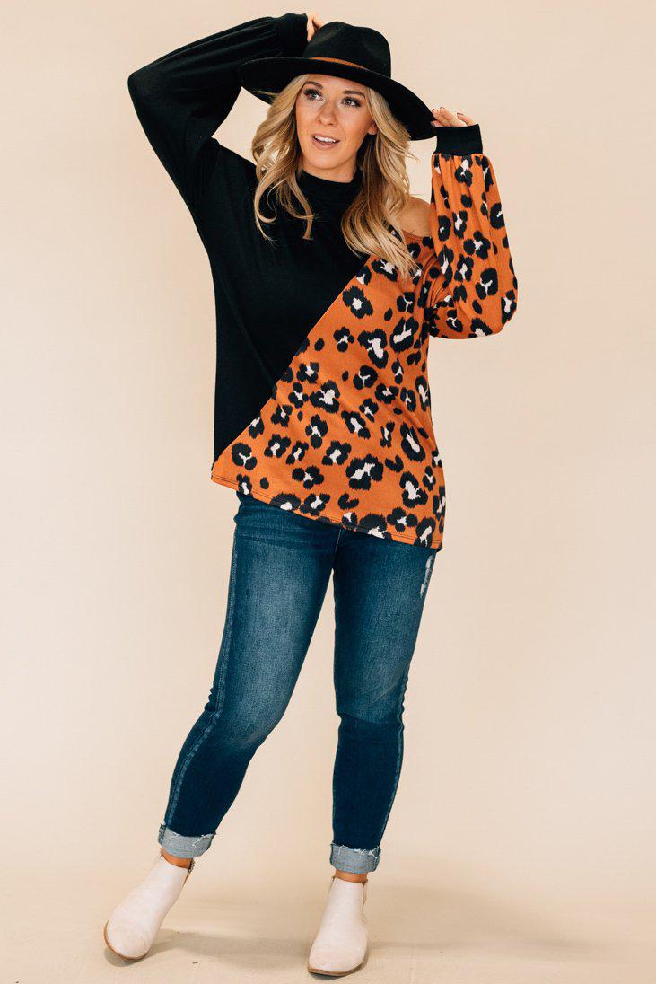 balloon sleeve leopard print top