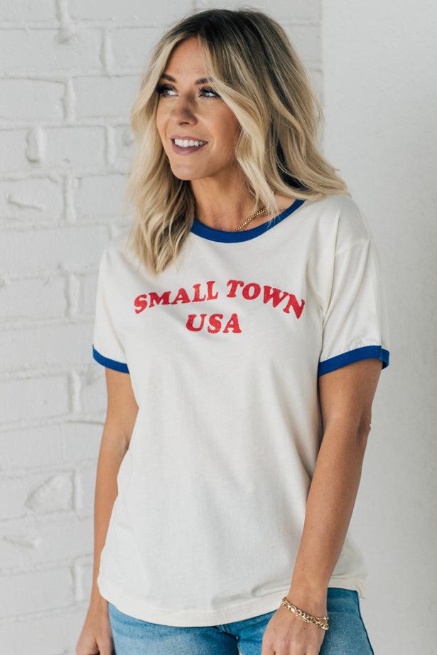 The Made in America Red Ringer Tee in White by Pink Desert X-Small