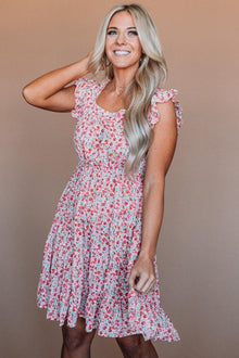  Square Neck Floral Mini Dress