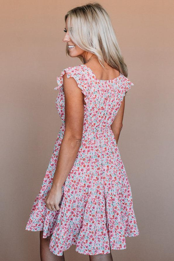 Square Neck Floral Mini Dress