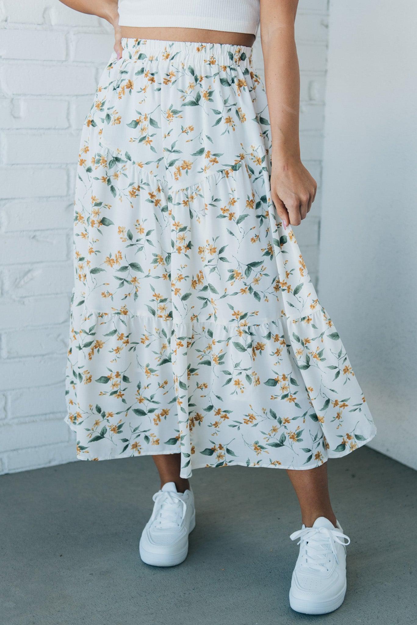Tori Floral Midi Skirt – RubyClaire Boutique