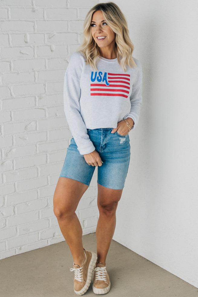 USA Flag Fleece Pullover