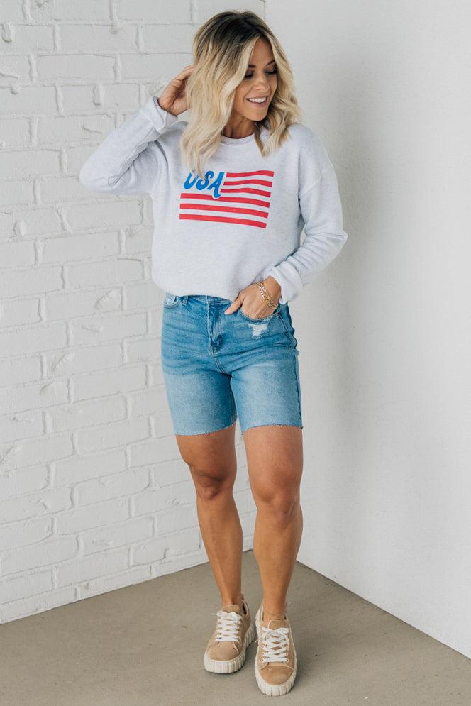 USA Flag Fleece Pullover