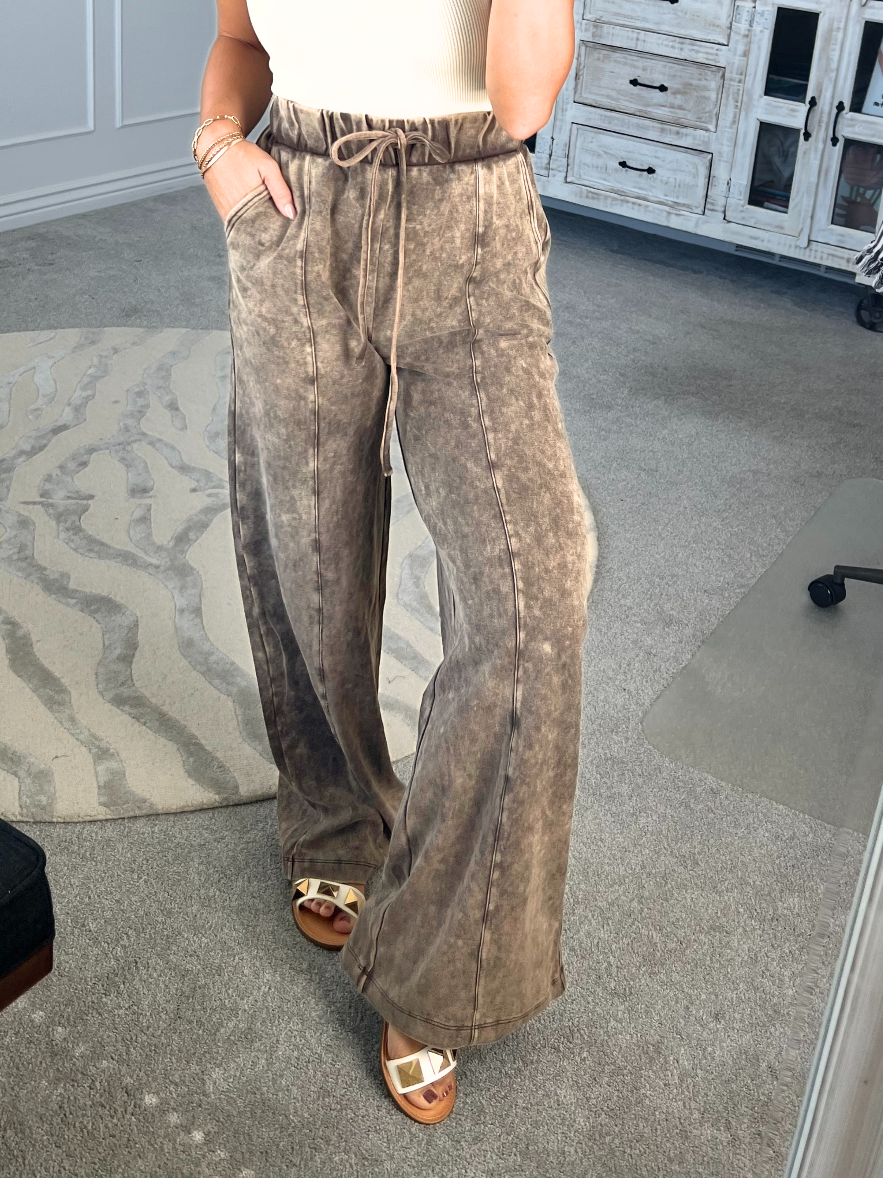 Mineral Washed Lounge Pants, Evergreen Boutique
