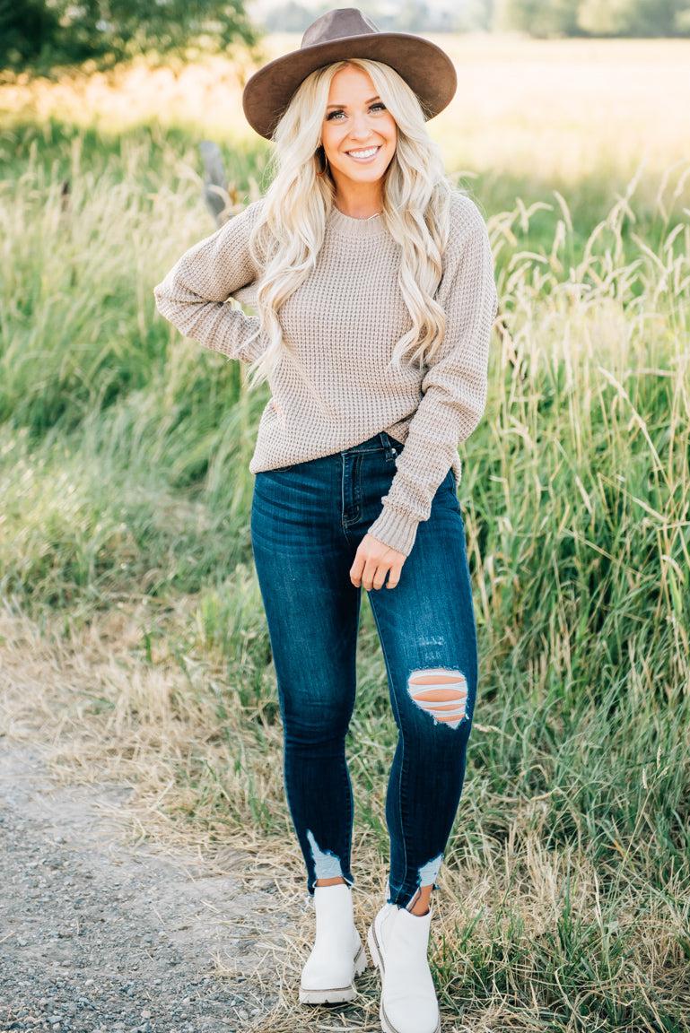 Ultra Soft Waffle Sweater – RubyClaire Boutique