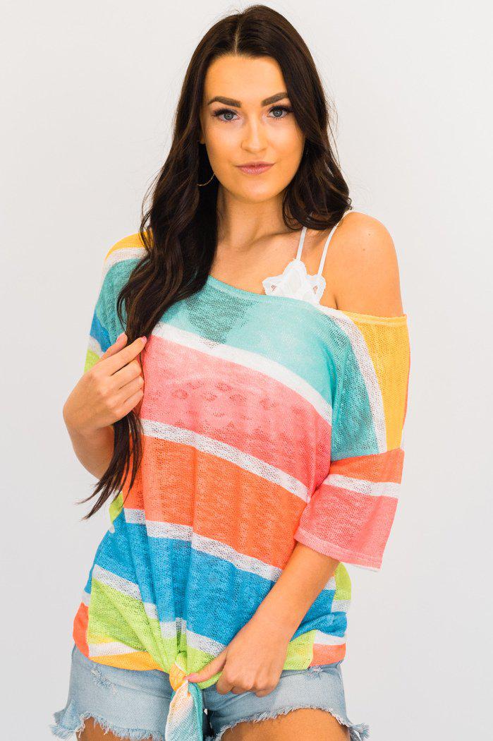 Wide Stripe Off the Shoulder Top | Clearance