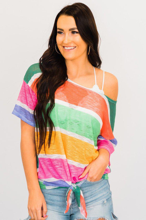 Wide Stripe Off the Shoulder Top | Clearance